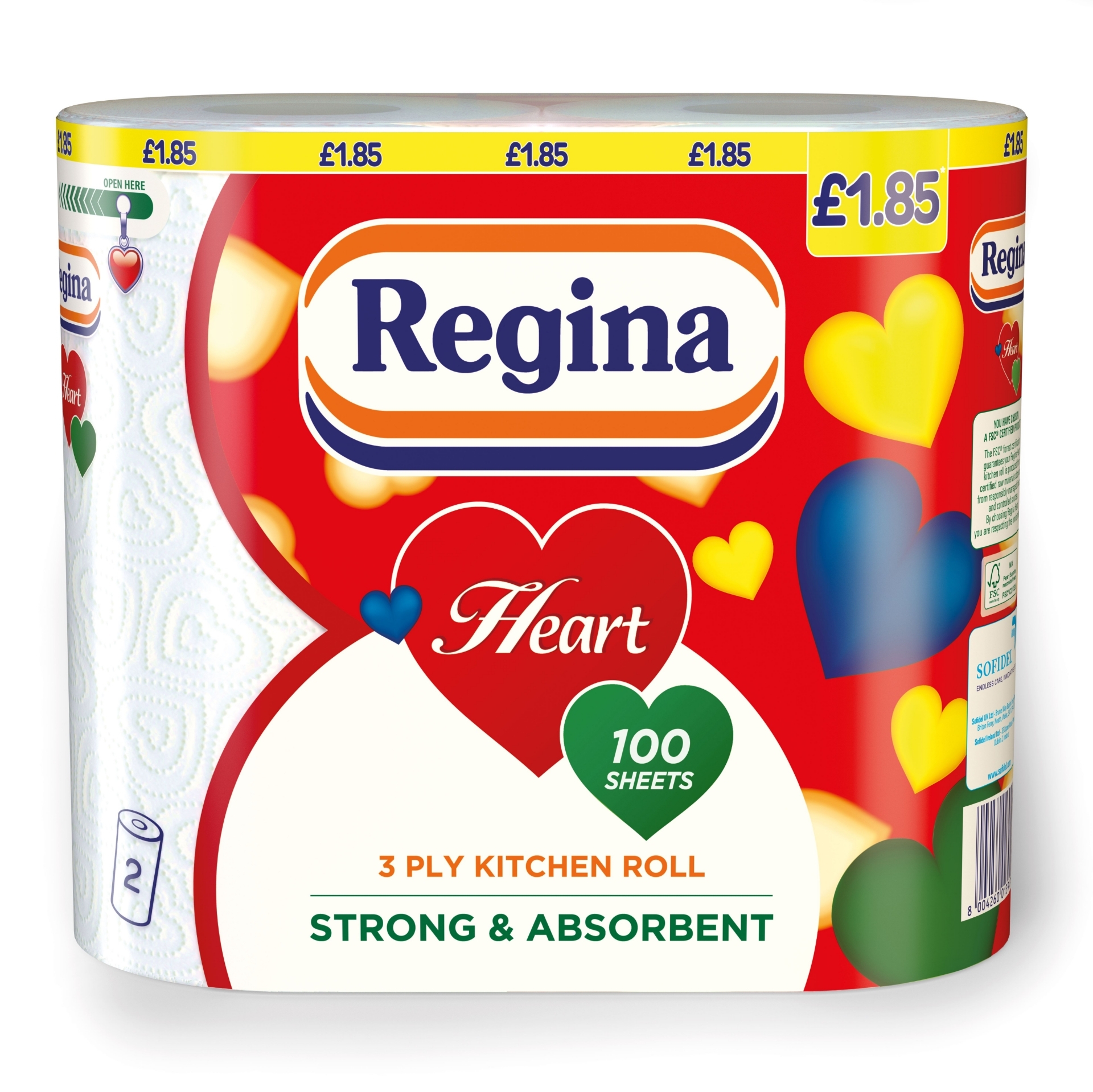 Picture of REGINA HEARTS 3ply- KITCHEN ROLL 100Sht pm1.85